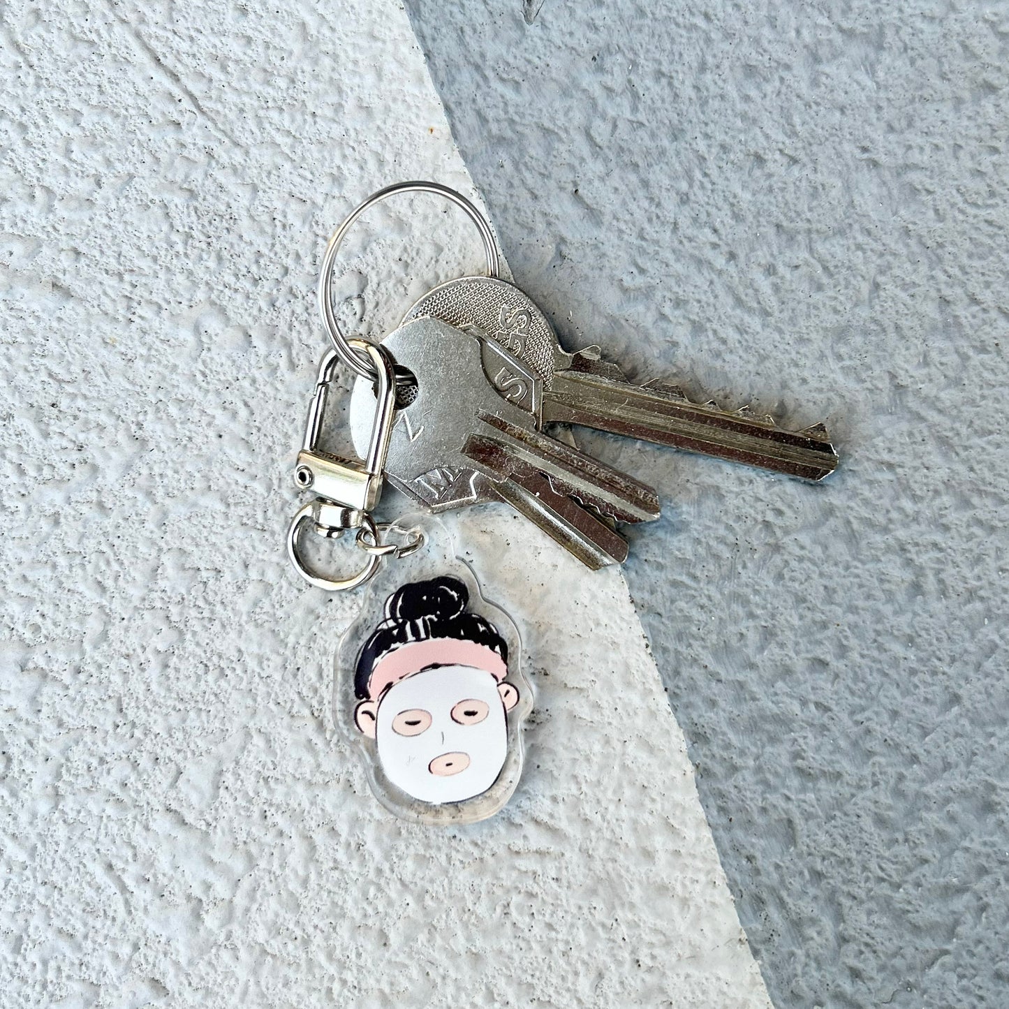Miss Ng Yuk Applying Mask Keychain