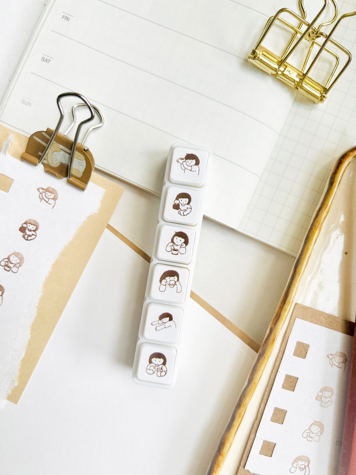 Miss Ng Yuk 6 in 1 Push-Button Stamps | Coffee Lover