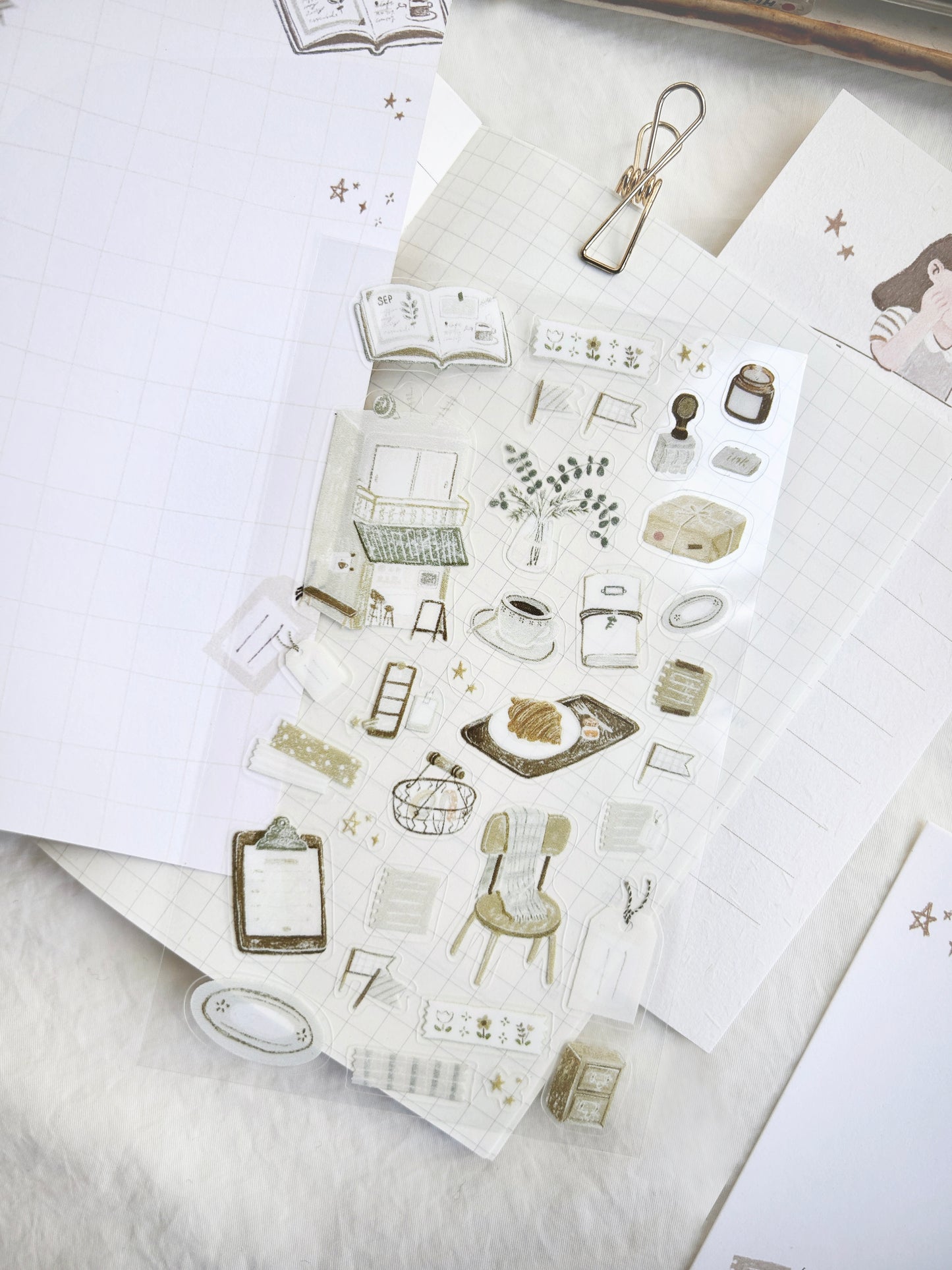 Journaling at a Café Sticker Sheet