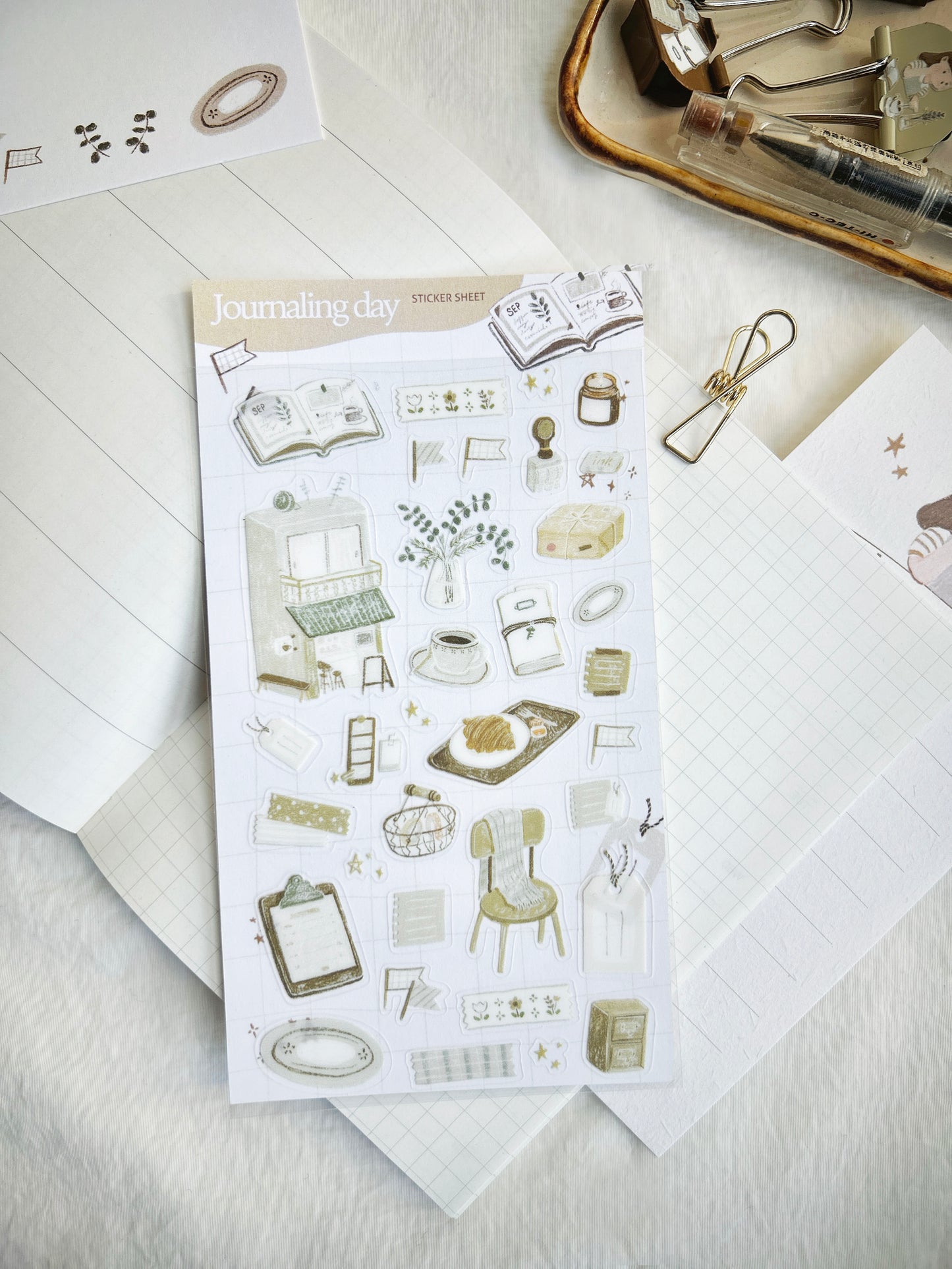 Journaling at a Café Sticker Sheet