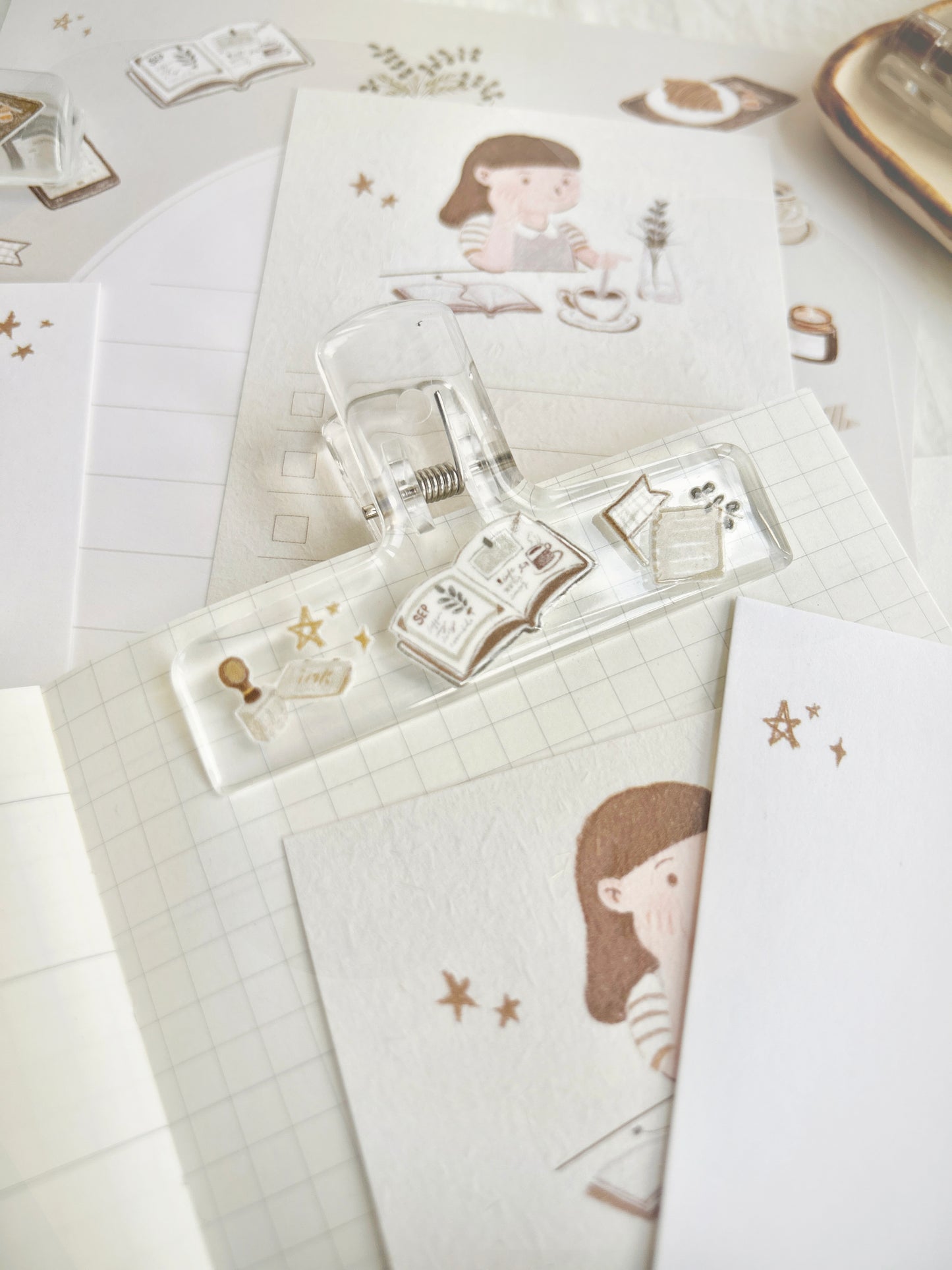 Journaling at a Café Clear Clip