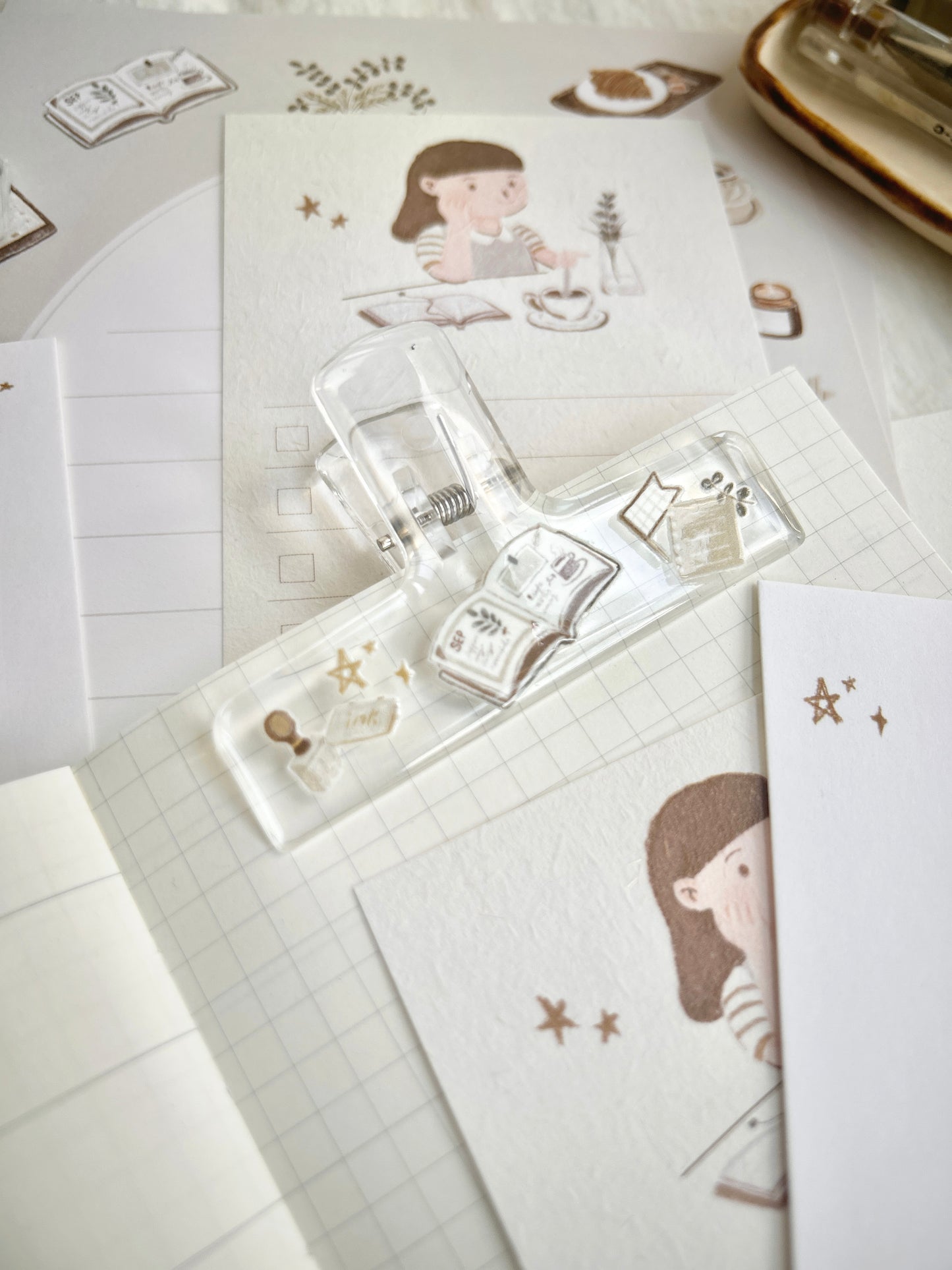 Journaling at a Café Clear Clip