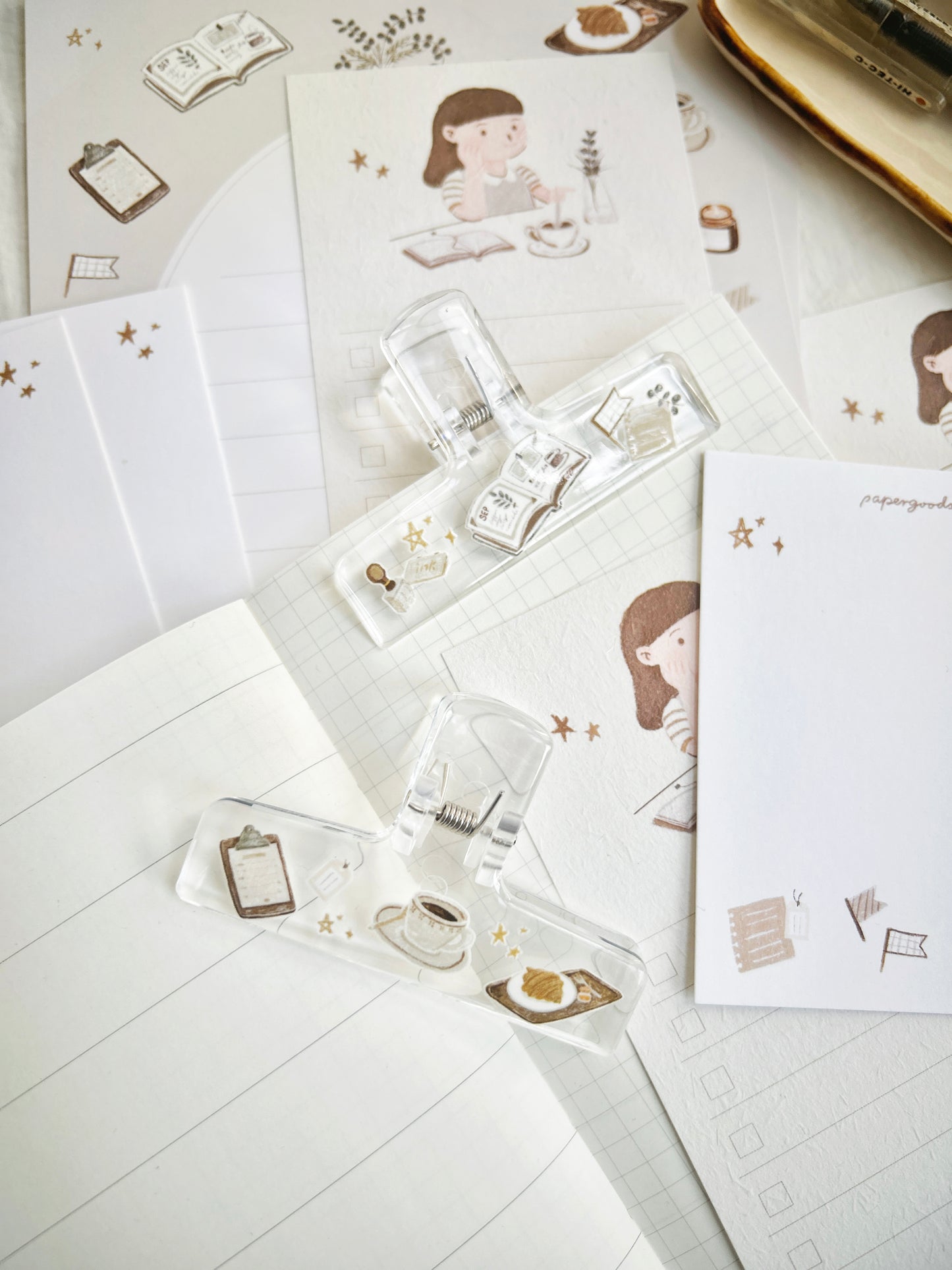 Journaling at a Café Clear Clip