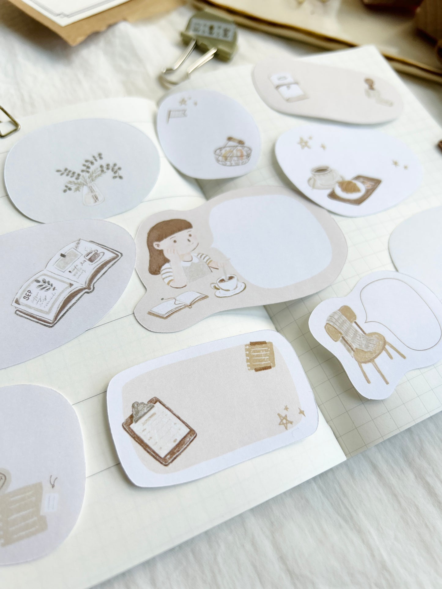 Journaling at a Café Blank Memo Decorative Sticker Pack