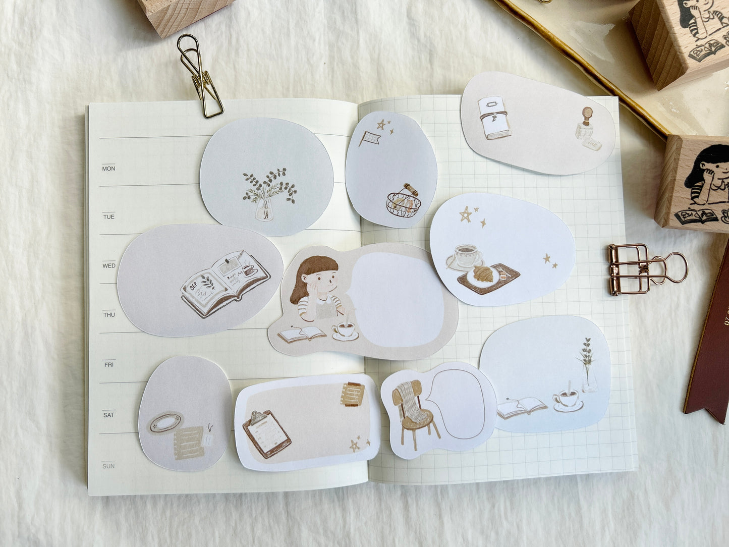Journaling at a Café Blank Memo Decorative Sticker Pack