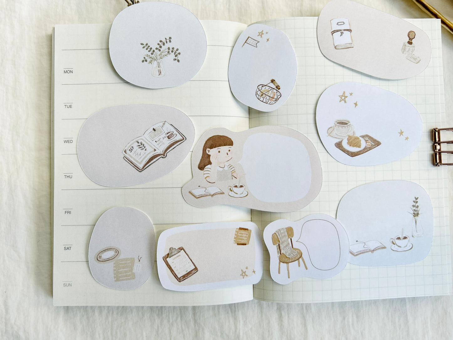 Journaling at a Café Blank Memo Decorative Sticker Pack
