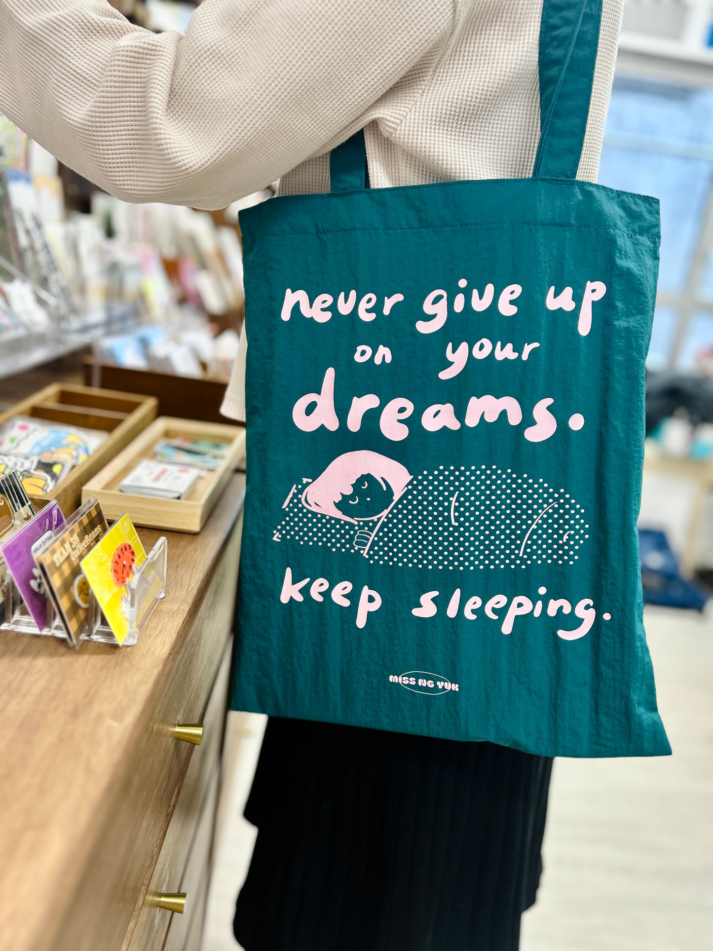 Miss Ng Yuk Never Give Up on Your Dreams, Keep Sleeping Tote Bag (Evergreen)