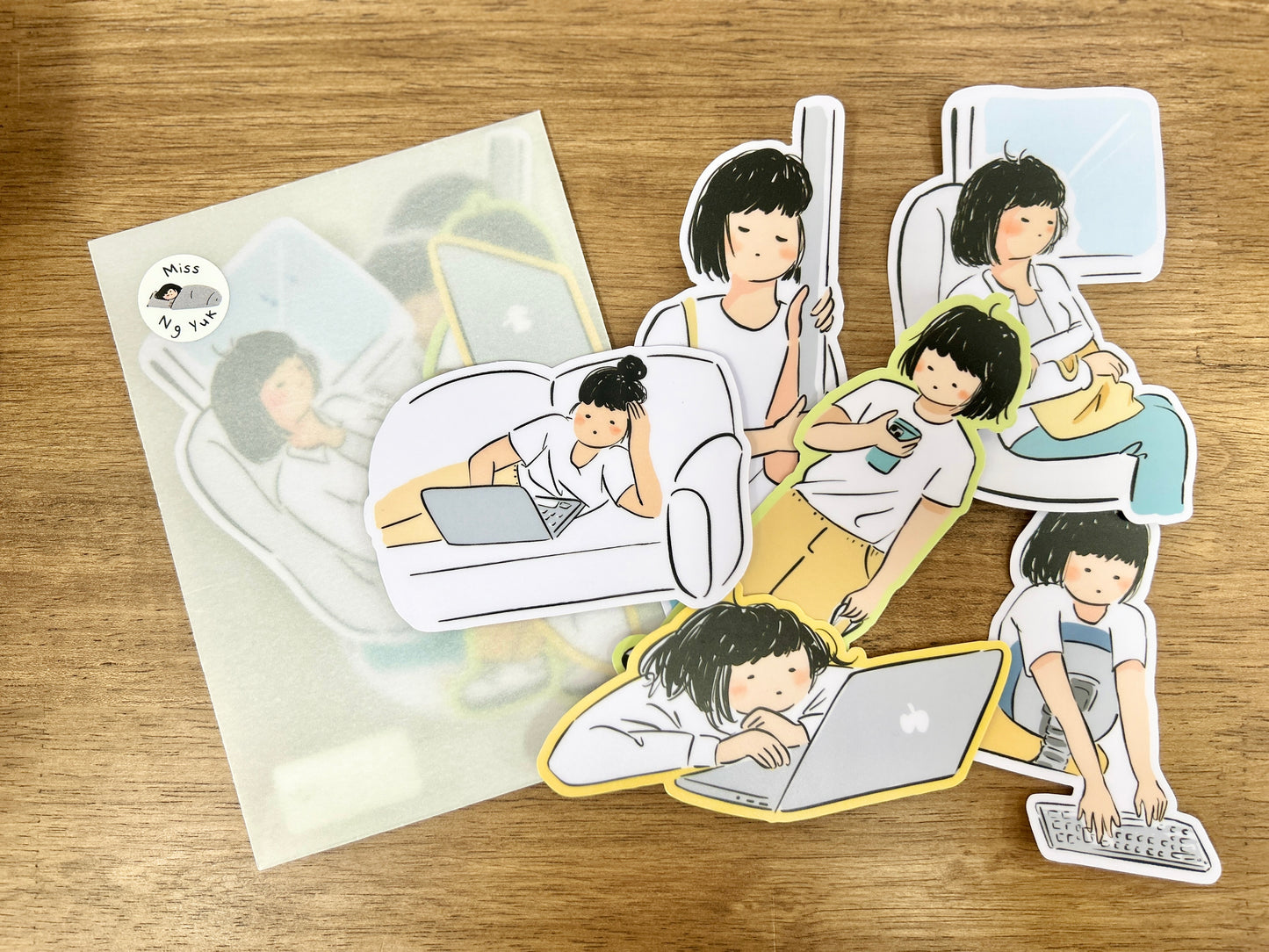 Miss Ng Yuk Removable Sticker Set Too Sleepy to Work Series (6 Big Sticker)