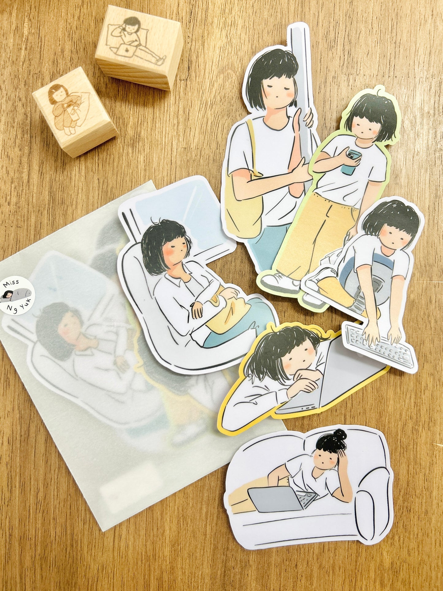 Miss Ng Yuk Removable Sticker Set Too Sleepy to Work Series (6 Big Sticker)