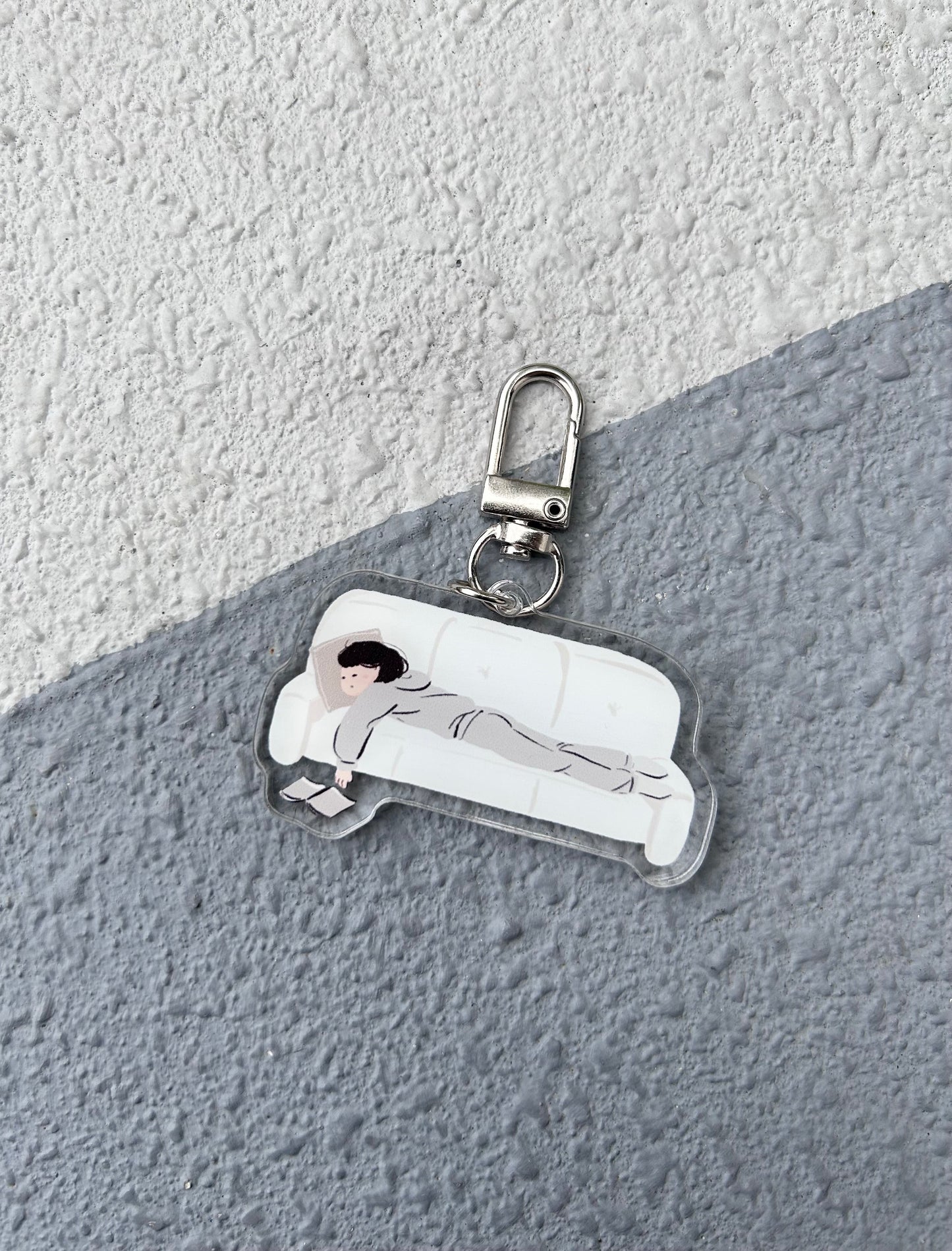 Miss Ng Yuk Fall Asleep while Reading Keychain