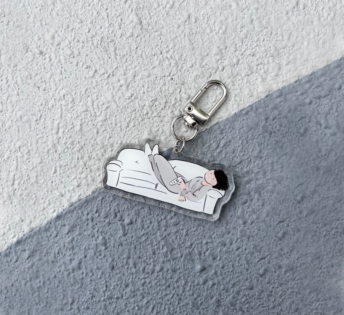 Miss Ng Yuk Lying on Sofa Keychain