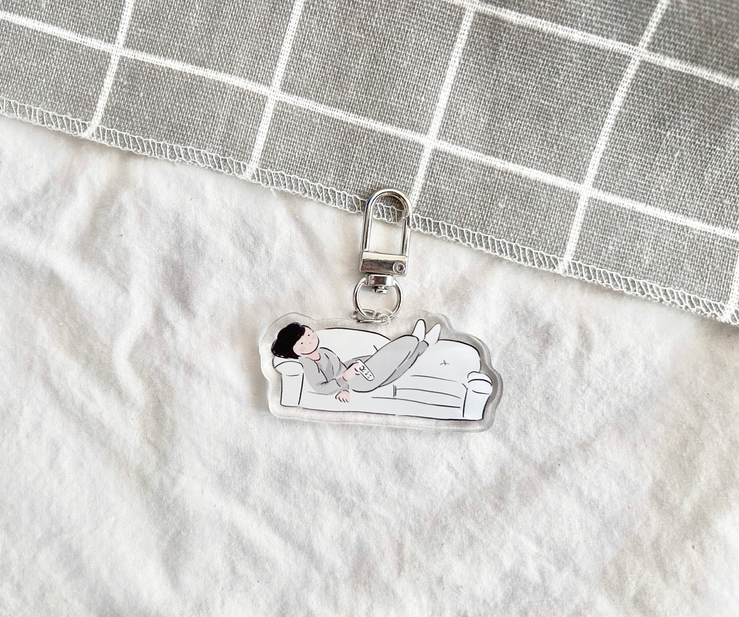 Miss Ng Yuk Lying on Sofa Keychain