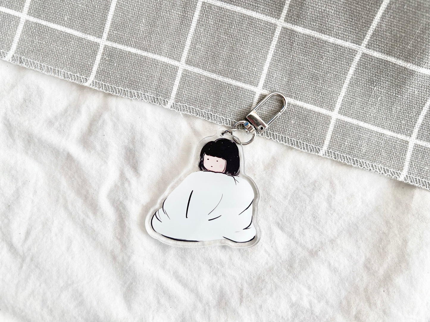 Miss Ng Yuk Stays Warm in a Quilt Keychain