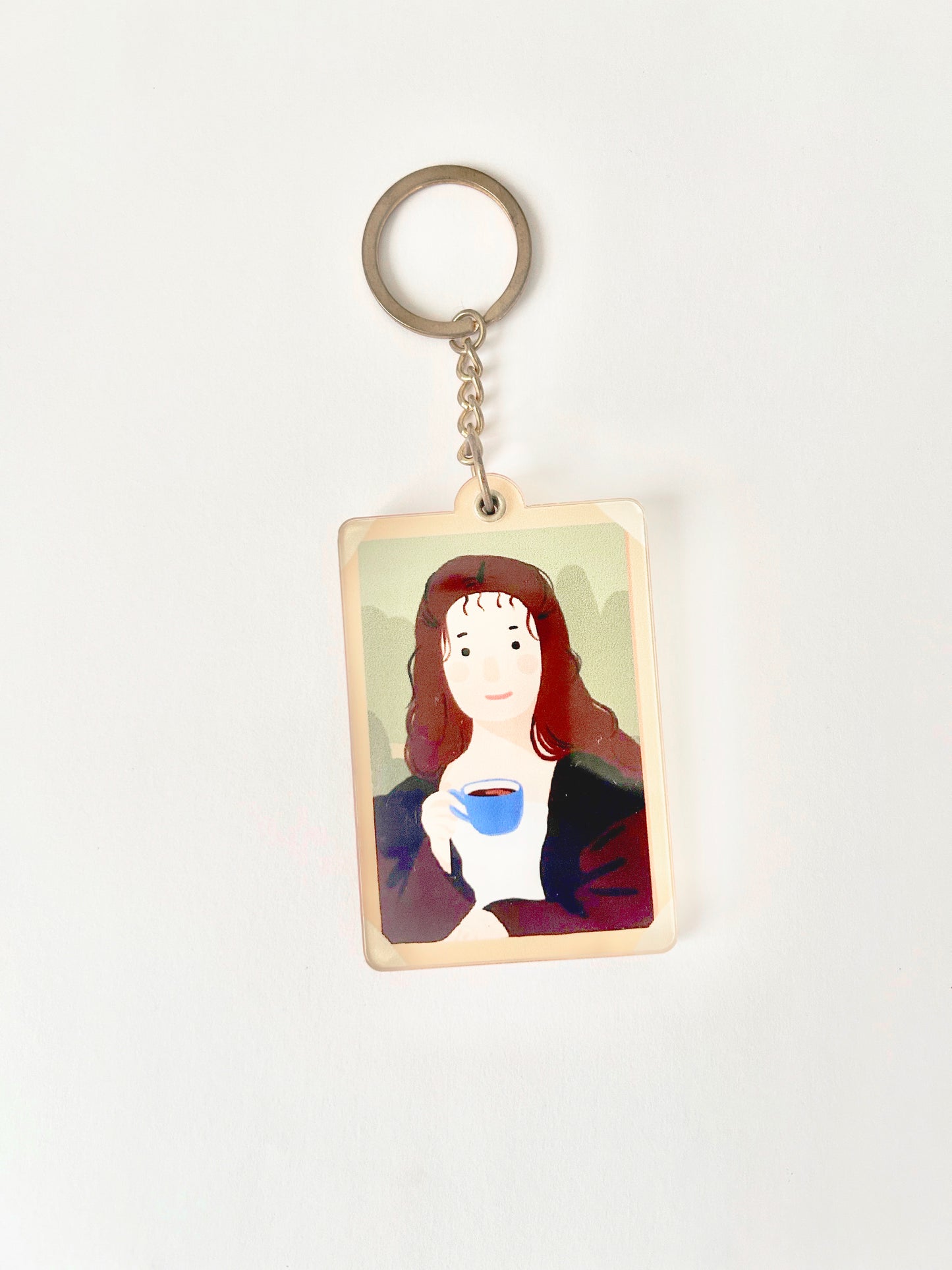 Mona Lisa Hand Mirror Keychain (Rotating Open)