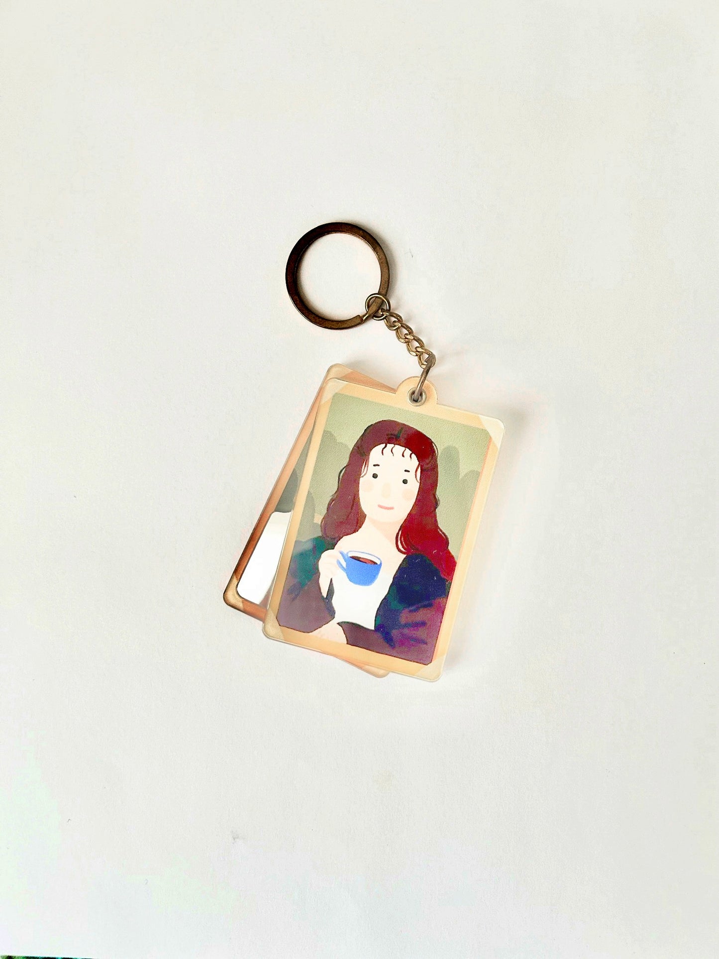 Mona Lisa Hand Mirror Keychain (Rotating Open)