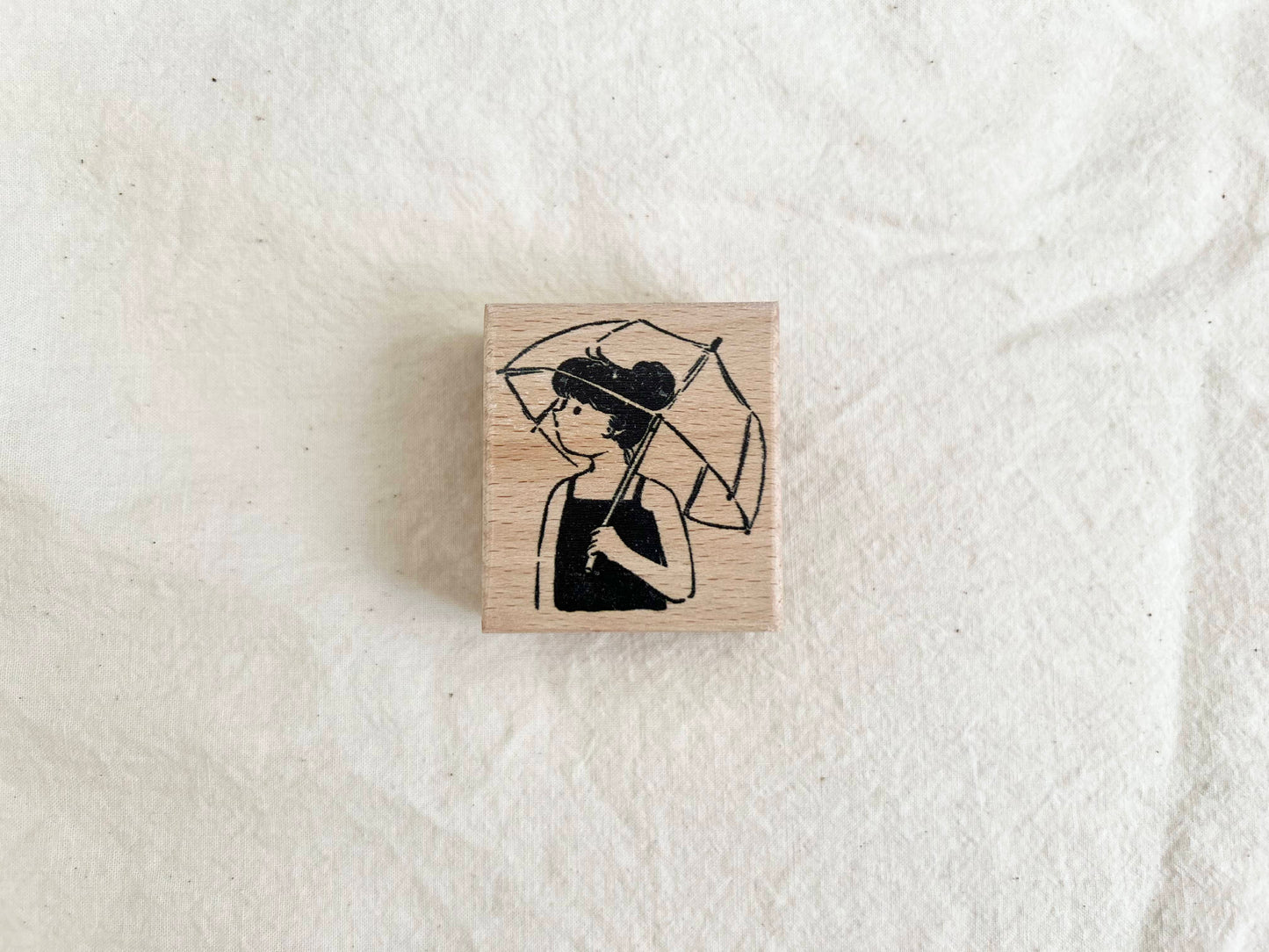 Raining Day Girl with Umbrella Stamp