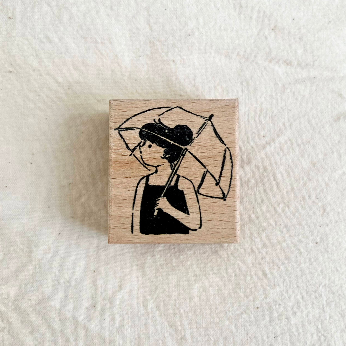 Raining Day Girl with Umbrella Stamp