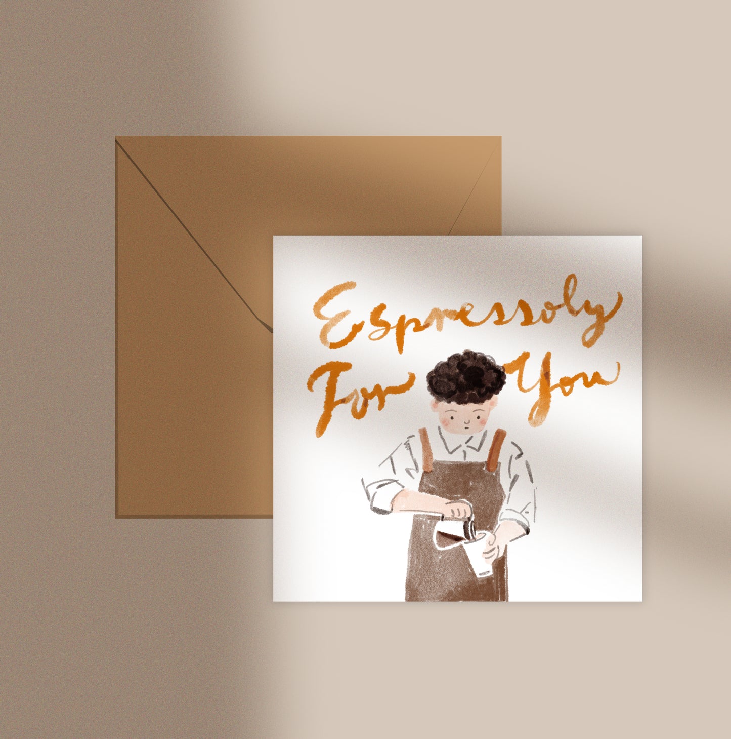 Espressoly For You Greeting Card (Male Barista)