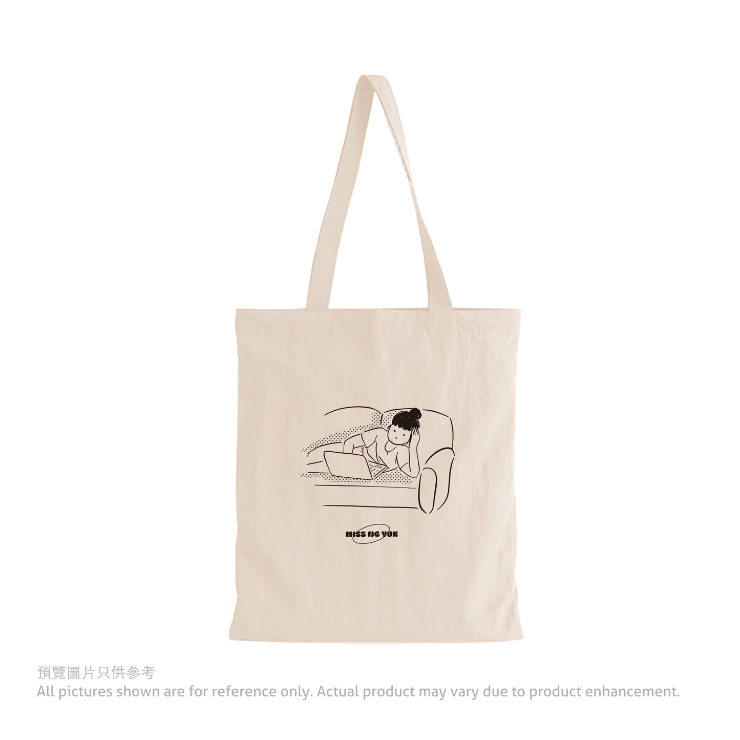 Miss Ng Yuk Chilling on Sofa Nylon Tote Bag