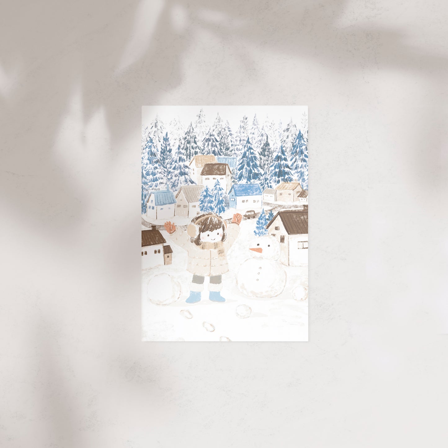 Blue Christmas Illustration Postcard