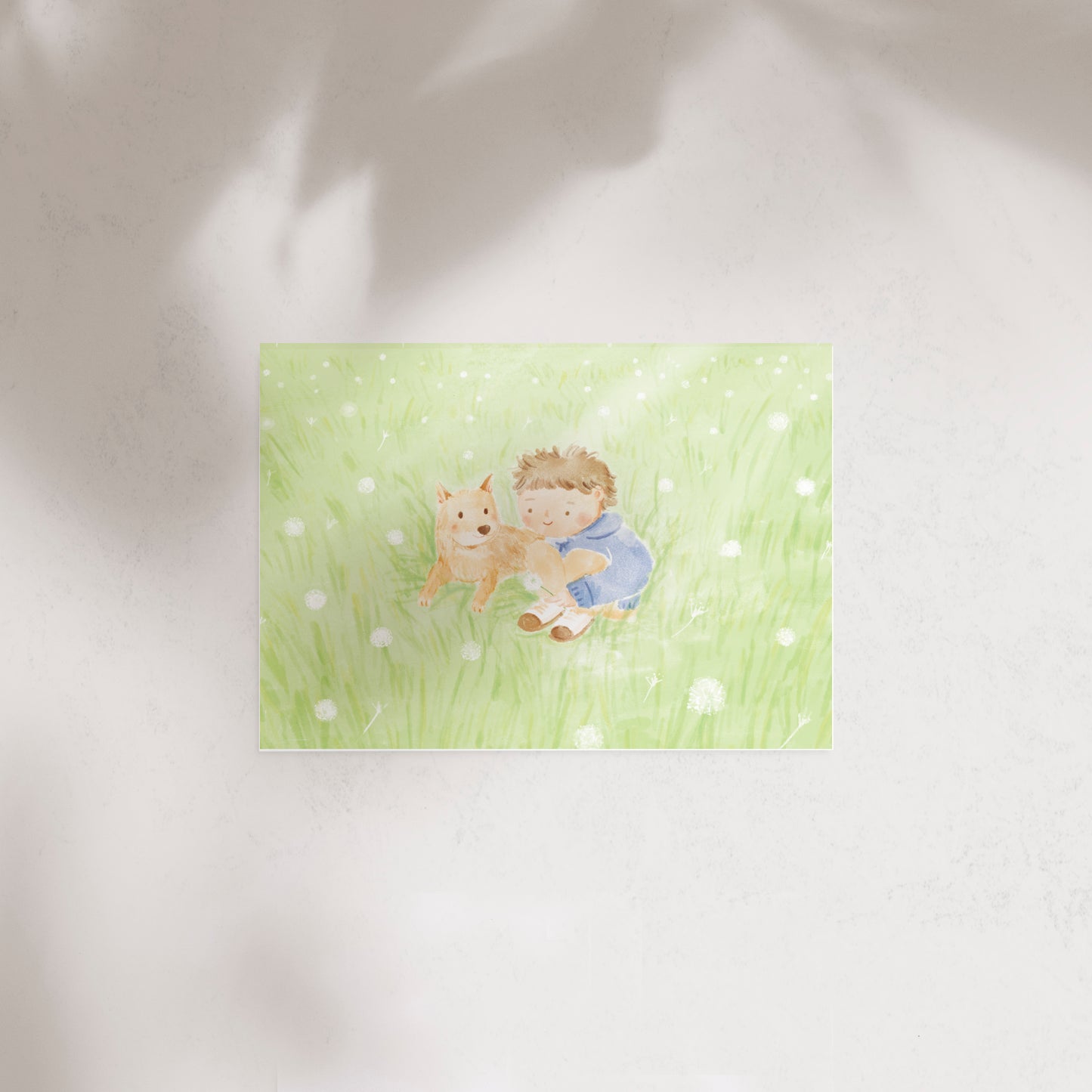 Dandelion Boy Illustration Postcard
