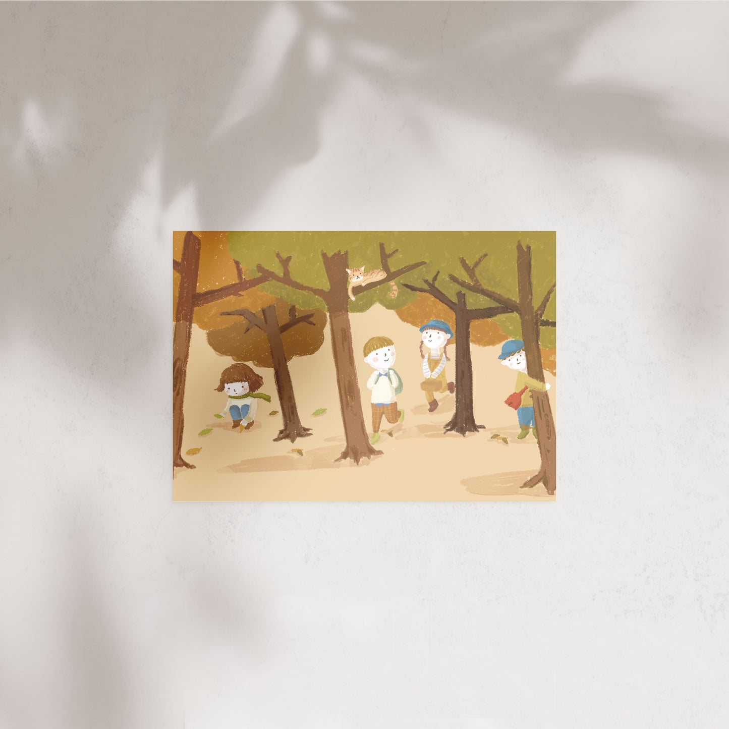 Autumn Outing Illustration Postcard