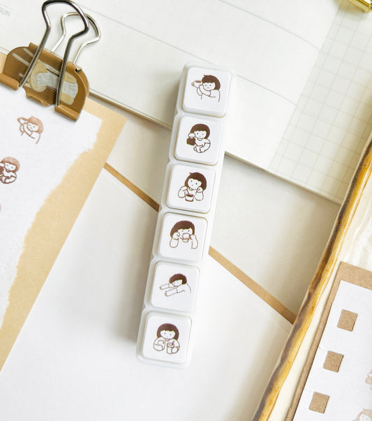 Miss Ng Yuk 6 in 1 Push-Button Stamps | Coffee Lover