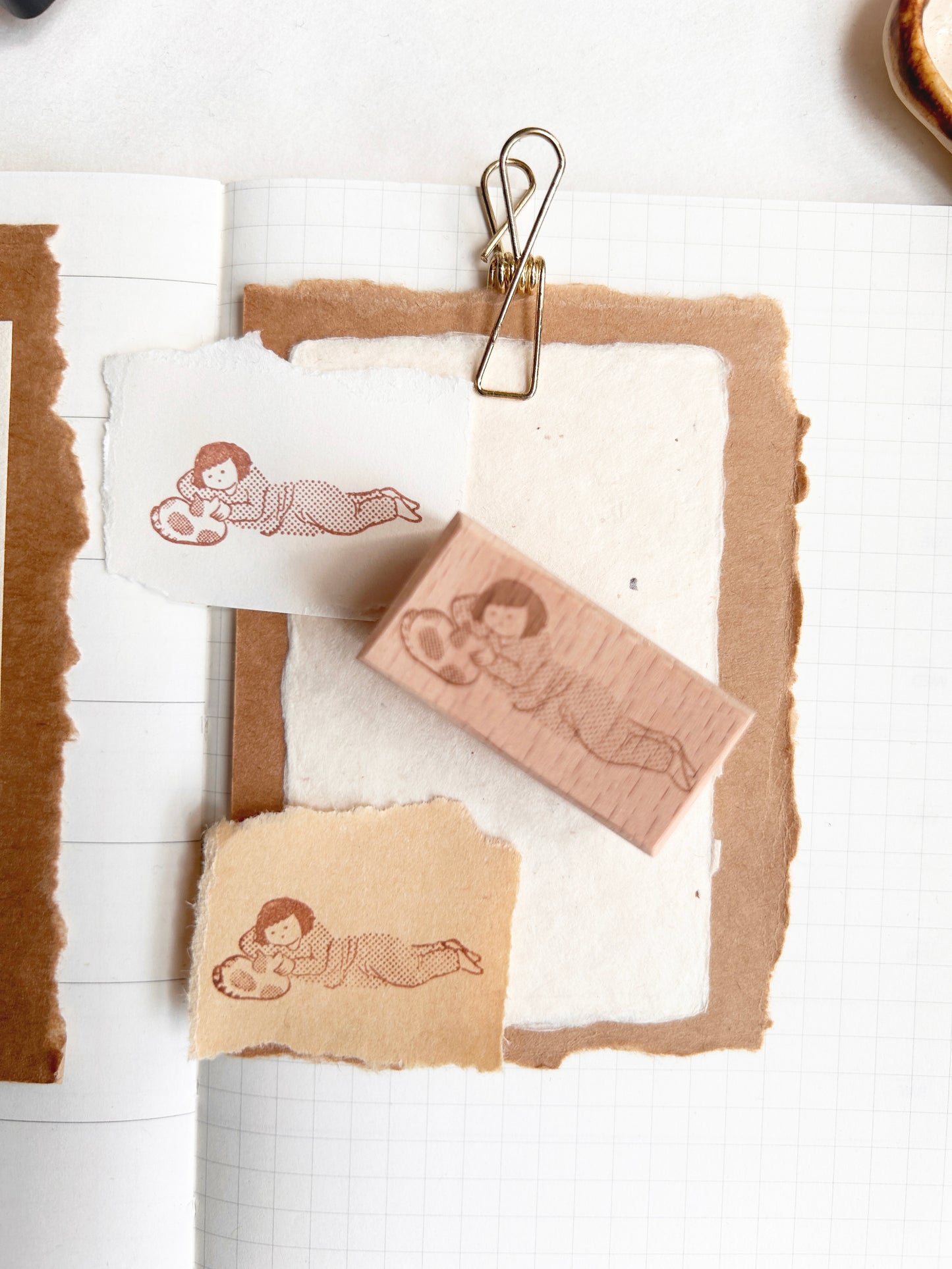 Miss Ng Yuk Petting a Cat Stamp