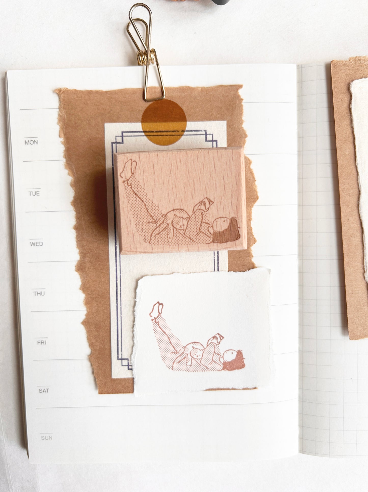 Miss Ng Yuk Read with Cat Stamp