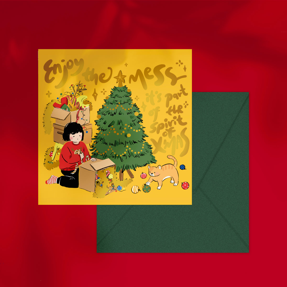 Have A Messy Christmas greeting card by PAPER GOODS BY DORIE featuring festive holiday design and playful typography.