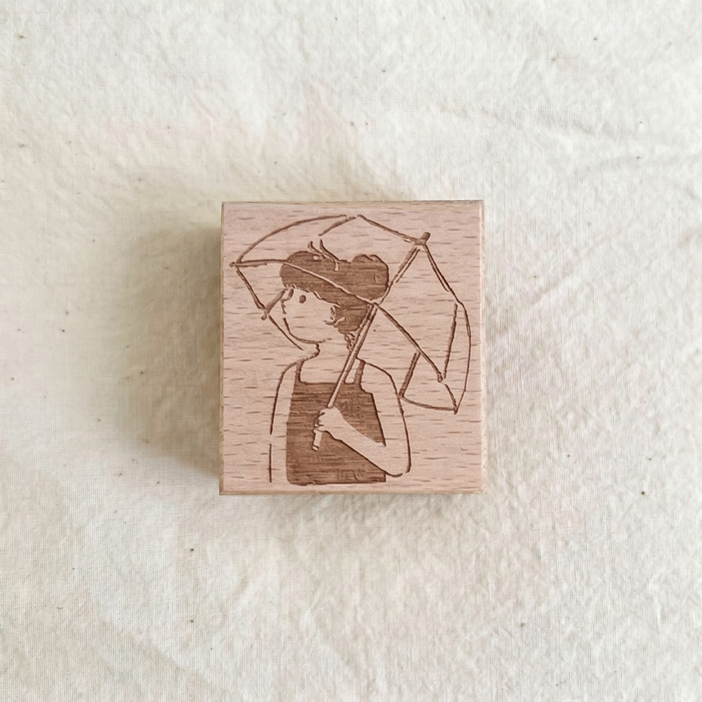 Raining Day Girl with Umbrella Stamp